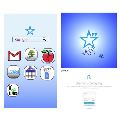 Our prototype home screen, Our logo, And the website to make our prototype. 